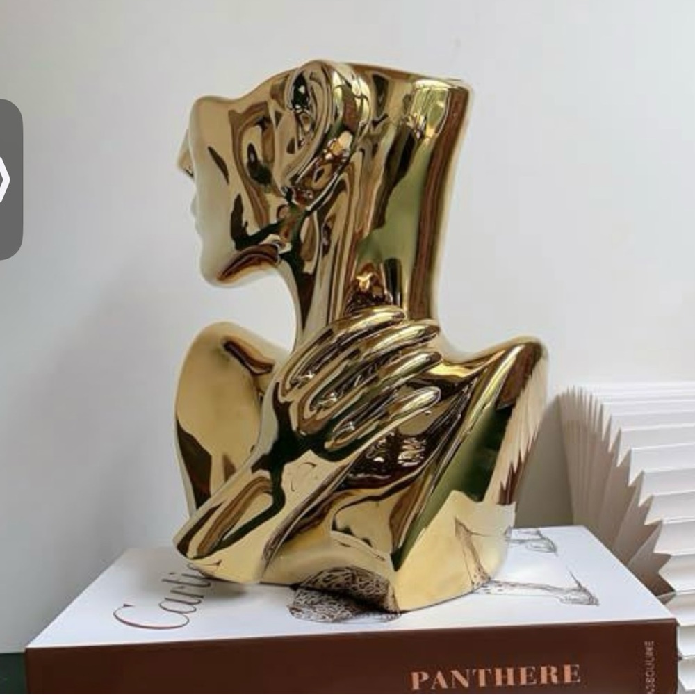 Flower Vase Face Pots Bust Head Shaped Decoration (Gold)